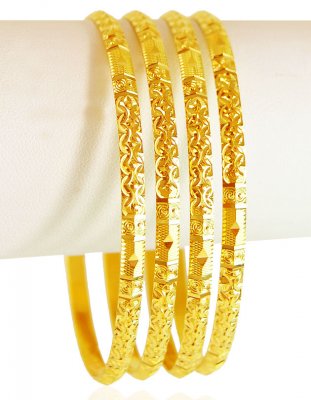 22kt Gold Laser bangles(4 pc) ( Gold Bangles )