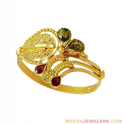 22K Traditional Meenakari Ring ( Ladies Gold Ring )