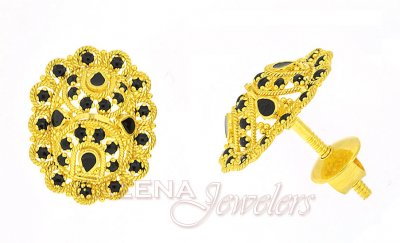 22Kt Gold Earrings with Meena ( 22 Kt Gold Tops )