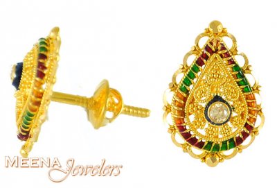 22K Gold Tops with CZ and Meenakari ( 22 Kt Gold Tops )