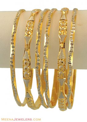 22K Two tone Bangles Set (6 pcs) ( Two Tone Bangles )