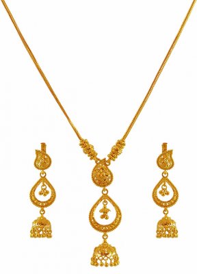 22K Gold Necklace Earring Set ( Light Sets )