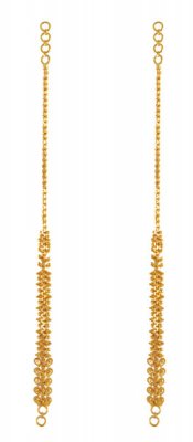 22kt Gold Ear Chain - ErCh4155 - 22kt Gold Meenakari Ear Chain with ...