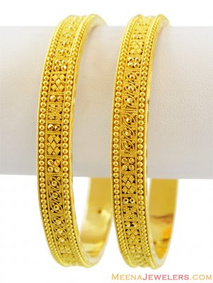 Gold 22K Filigree Bangles (2 pcs) ( Gold Bangles )