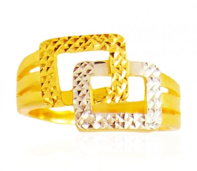 22Kt Gold Two Tone Ring ( Ladies Gold Ring )