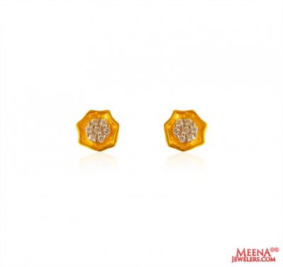 22karat Gold Stud Earrings For Girls ( 22 Kt Gold Tops )