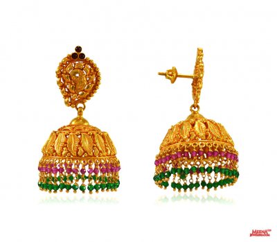 22K Gold Temple Jhumki ( Exquisite Earrings )