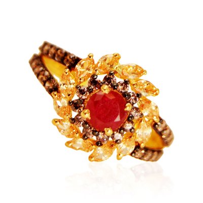 22kt Gold Stones Ring ( Ladies Rings with Precious Stones )