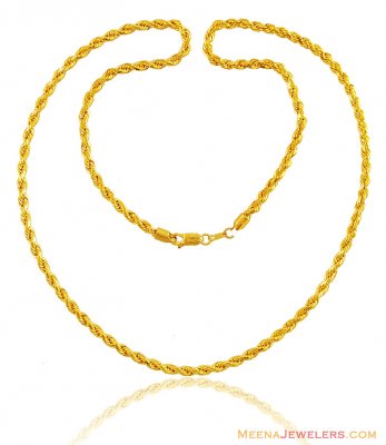 22k Heavy Rope Chain (24 Inch) ( Men`s Gold Chains )