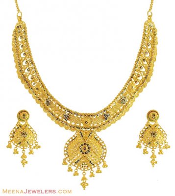 22K Gold Indian Necklace Set ( 22 Kt Gold Sets )