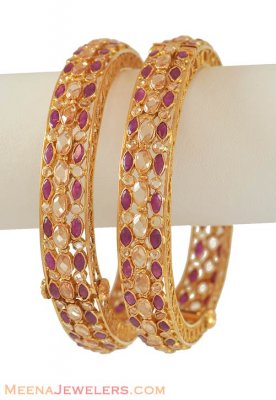 22K Gold Antique Ruby Bangle ( Antique Bangles )