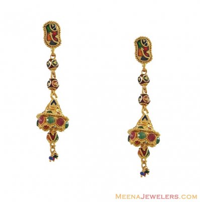 Meenakari Earrings (22K Gold) ( 22Kt Gold Fancy Earrings )