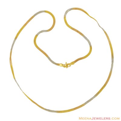 Gold 3 tone Chain (20 Inches) ( 22Kt Gold Fancy Chains )