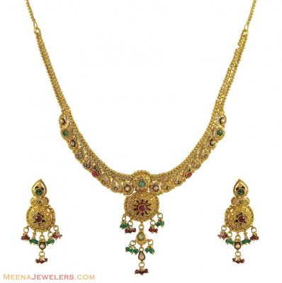 Antique Necklace Set (22K) ( Antique Necklace Sets )