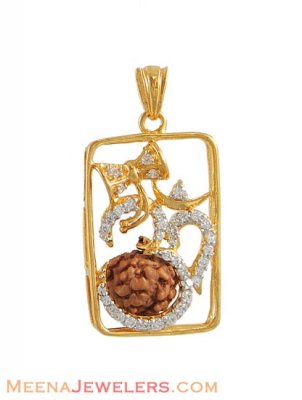 Gold Om CZ pendant ( Om Pendants )