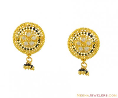 22k Round Earings With Hangings ( 22Kt Gold Fancy Earrings )