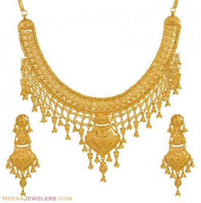 Yellow Gold Necklace Set (22K) ( 22 Kt Gold Sets )