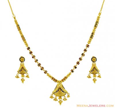 22K Fancy Meenakari Necklace Set ( Light Sets )