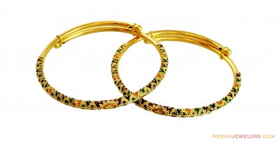 Fancy Meenakari Gold Baby Kadas 22k ( Baby Bangles )