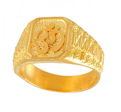 22Kt Yellow Gold OM Ring - RiMs4620 - 22k yellow gold mens ring ...