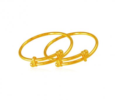 22 Karat Gold Kids Kada (Pair) ( Baby Bangles )