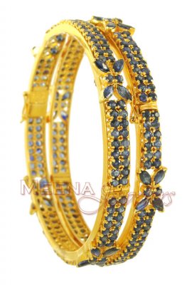 22K Gold Sapphire Bangles ( Precious Stone Bangles )