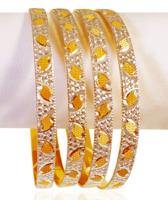 22KT Gold Rhodium Bangles (4 Pcs) ( Two Tone Bangles )