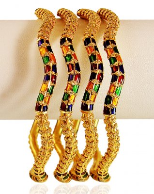 22k Gold Meenakri Bangles (4Pcs) ( Gold Bangles )