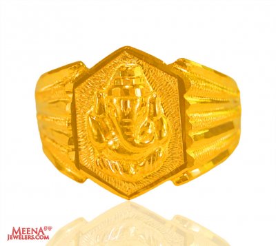 22K Gold Ganesh Mens Ring ( Religious Rings )