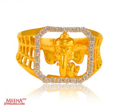 22K Gold Mens Ganeesha Ring ( Religious Rings )
