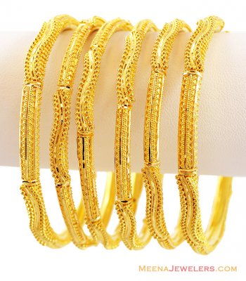 Traditional Bangles Set 22K Gold - BaSt13746 - 22k Gold Pipe Bangles ...