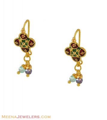 22k Gold Meenakari Earrings ( 22Kt Gold Fancy Earrings )