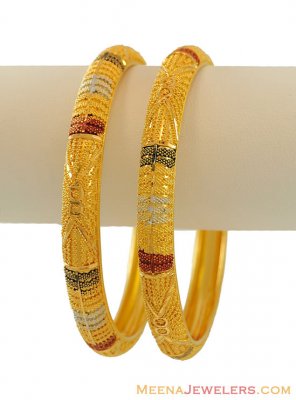 22Kt Multicolor Gold Bangles(2 pcs) ( Gold Bangles )