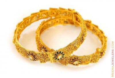 Antique Bangles with Kundan and Meena ( Antique Bangles )