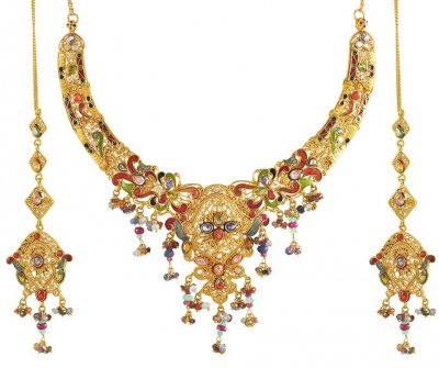 Antique Meenakari Necklace Set ( Antique Necklace Sets )