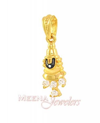 22kt Gold Lord Balaji Pendant with CZ ( Ganesh, Laxmi and other God Pendants )