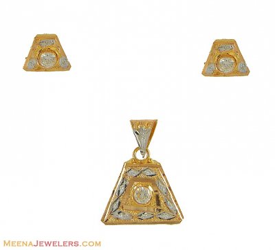 Two Tone Fancy Pendant Set (22K) ( Fancy Pendant Set )