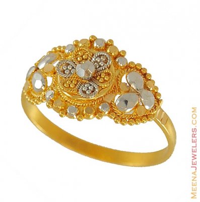 22K Gold Two Tone Ring ( Ladies Gold Ring )