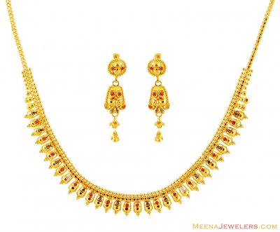 Fancy Gold Tricolor Necklace (only) ( Light Sets )