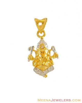 22k Two Tone Ganpati Pendant ( Ganesh, Laxmi and other God Pendants )