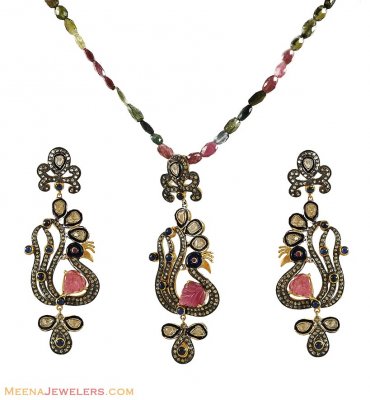 Peacock Pendant Set ( Diamond Victorian Jewelry )