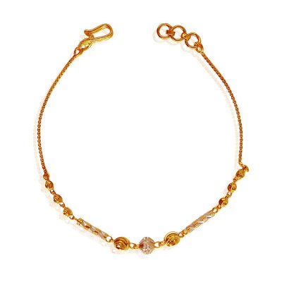 22 Karat Gold Two Tone Bracelet ( Ladies Bracelets )