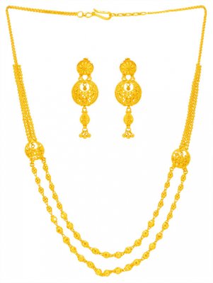 22kt Gold Layered Necklace Set  ( Gold Designer Sets )