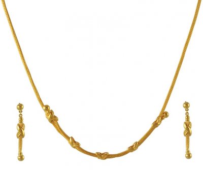 22K Yellow Gold Three Piece Necklace Set ( Light Sets )