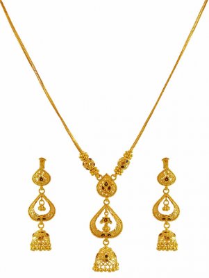 22K Gold Meenakari Necklace Set ( Light Sets )