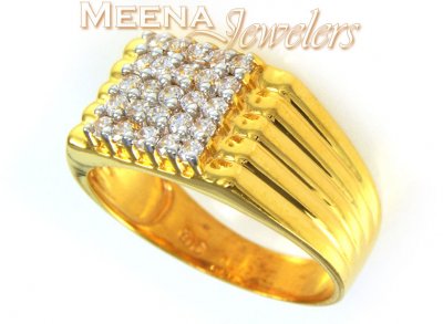 22 Kt Gold Mens Signity Stone Ring ( Mens Signity Rings )