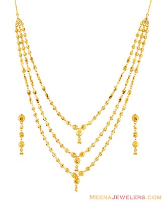 22k Gold Layered Necklace Set ( 22 Kt Gold Sets )