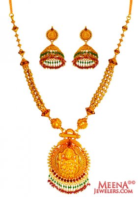 22 Kt Gold Temple Necklace Set ( Antique Necklace Sets )
