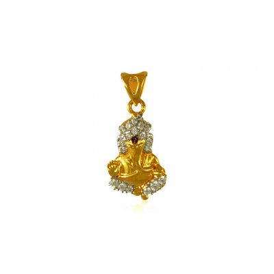 Gold with CZ Ganesh Pendant ( Ganesh, Laxmi and other God Pendants )