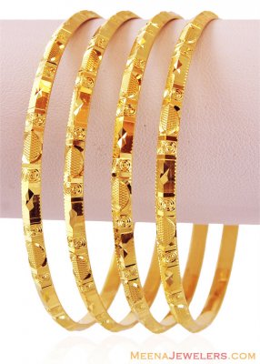 Gold Machine Bangles (4 PC) ( Set of Bangles )